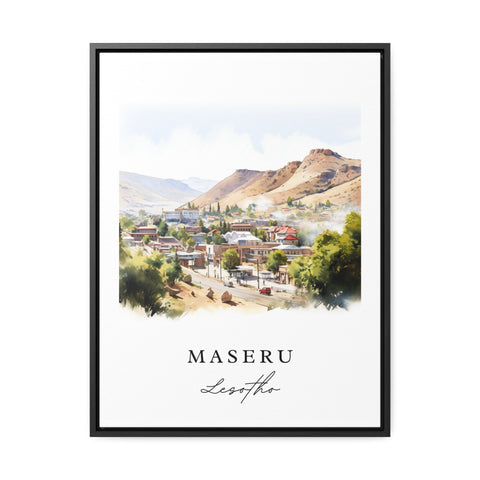 Maseru traditional travel art - Lesotho, Maseru poster, Wedding gift, Birthday present, Custom Text, Personalized Gift