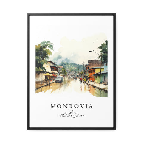 Monrovia traditional travel art - Liberia, Monrovia poster, Wedding gift, Birthday present, Custom Text, Personalized Gift