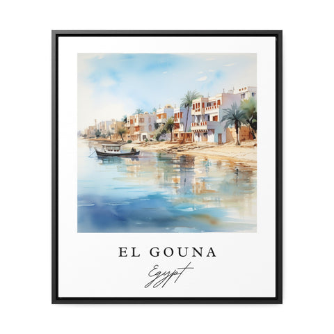 El Gouna traditional travel art - Egypt, El Gouna poster, Wedding gift, Birthday present, Custom Text, Personalized Gift