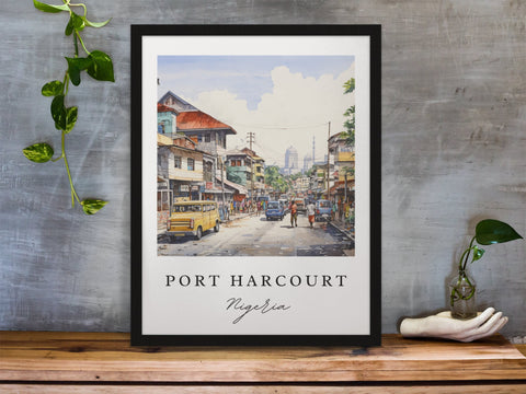 Port Harcourt traditional travel art - Nigeria, Port Harcourt poster, Wedding gift, Birthday present, Custom Text, Personalized Gift