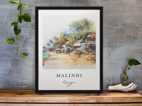 Malindi traditional travel art - Kenya, Malindi poster, Wedding gift, Birthday present, Custom Text, Personalized Gift