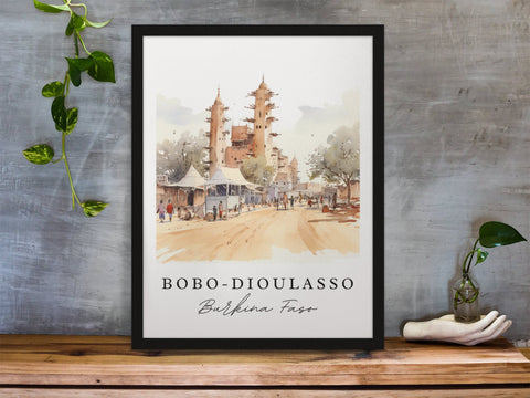Bobo-Dioulasso traditional travel art - Burkina Faso, Bobo-Dioulasso poster, Wedding gift, Birthday present, Custom Text, Personalized Gift