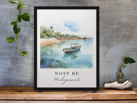 Nosy Be traditional travel art - Madagascar, Nosy Be poster, Wedding gift, Birthday present, Custom Text, Personalized Gift