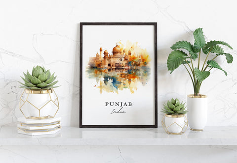 Punjab traditional travel art - India, Punjab poster, Wedding gift, Birthday present, Custom Text, Personalised Gift