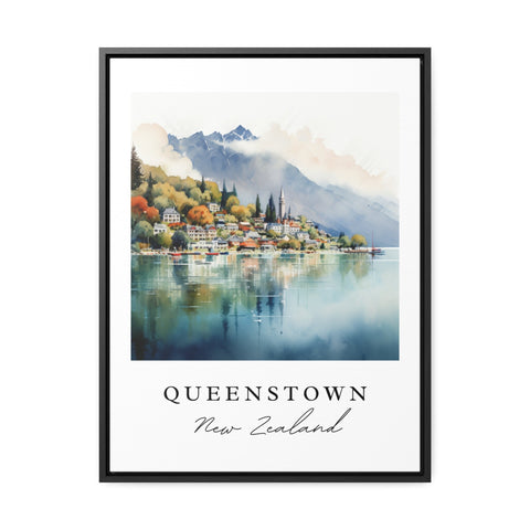 Queenstown traditional travel art - Australia, Queenstown poster, Wedding gift, Birthday present, Custom Text, Personalized Gift