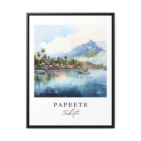 Papeete traditional travel art - Tahiti, Papeete poster, Wedding gift, Birthday present, Custom Text, Personalized Gift