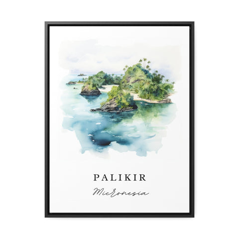 Palikir traditional travel art - Micronesia, Palikir poster, Wedding gift, Birthday present, Custom Text, Personalized Gift