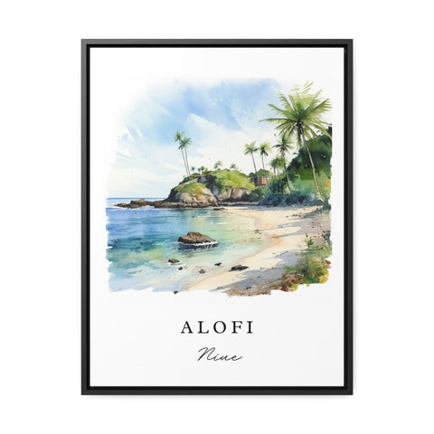 Alofi traditional travel art - Niue, Alofi poster, Wedding gift, Birthday present, Custom Text, Personalized Gift