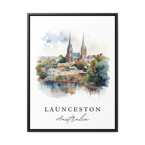 Launceston traditional travel art - Australia, Launceston poster, Wedding gift, Birthday present, Custom Text, Personalized Gift