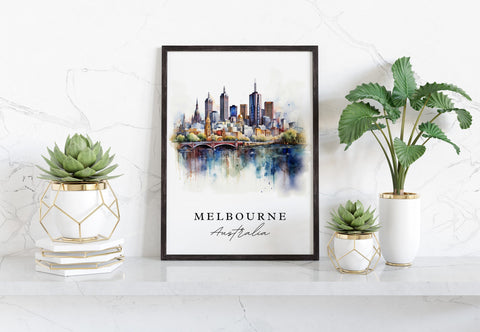 Melbourne traditional travel art - Australia, Melbourne poster, Wedding gift, Birthday present, Custom Text, Personalized Gift