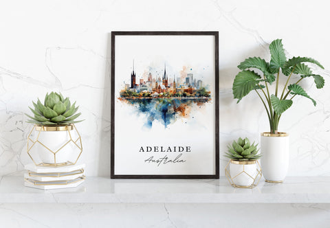Adelaide traditional travel art - Australia, Adelaide poster, Wedding gift, Birthday present, Custom Text, Personalized Gift