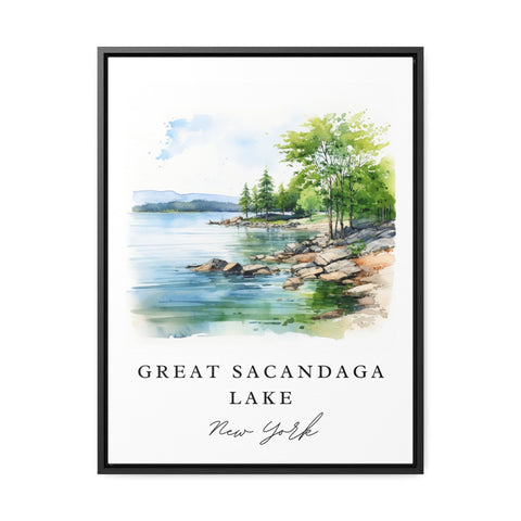 Sacandaga Lake traditional travel art - New York, Sacandaga Lake poster, Wedding gift, Birthday present, Custom Text, Personalized Gift