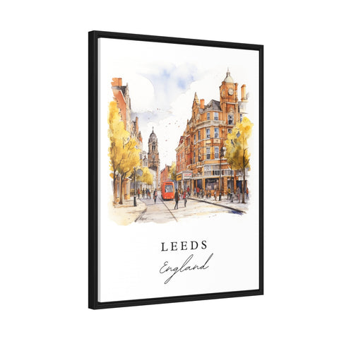 Leeds traditional travel art - England, Leeds poster, Wedding gift, Birthday present, Custom Text, Personalized Gift