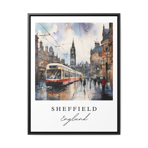 Sheffield traditional travel art - England, Sheffield poster, Wedding gift, Birthday present, Custom Text, Personalized Gift