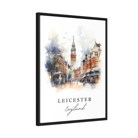 Leicester traditional travel art - England, Leicester poster, Wedding gift, Birthday present, Custom Text, Personalized Gift
