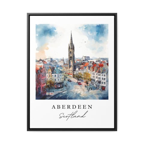 Aberdeen traditional travel art - Scotland, Aberdeen poster, Wedding gift, Birthday present, Custom Text, Personalized Gift