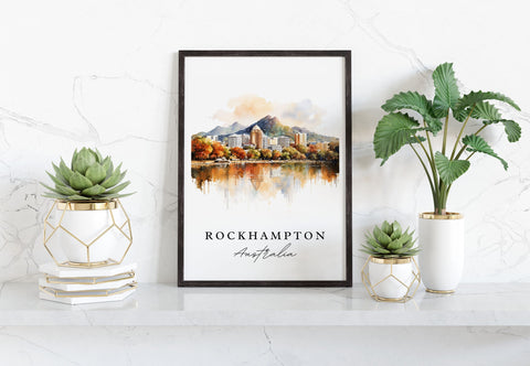 Rockhampton traditional travel art - New Zealand, Rockhampton poster, Wedding gift, Birthday present, Custom Text, Personalized Gift