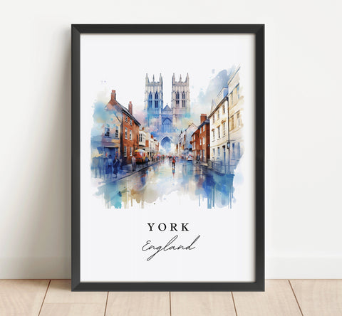 York traditional travel art - England, York poster, Wedding gift, Birthday present, Custom Text, Personalized Gift