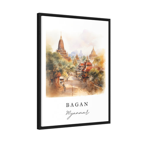 Bagan traditional travel art - Myanmar, Bagan poster, Wedding gift, Birthday present, Custom Text, Personalized Gift