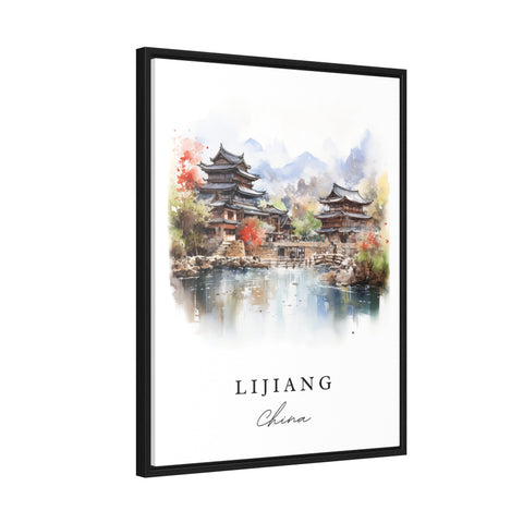Lijiang traditional travel art - China, Lijiang poster, Wedding gift, Birthday present, Custom Text, Personalized Gift