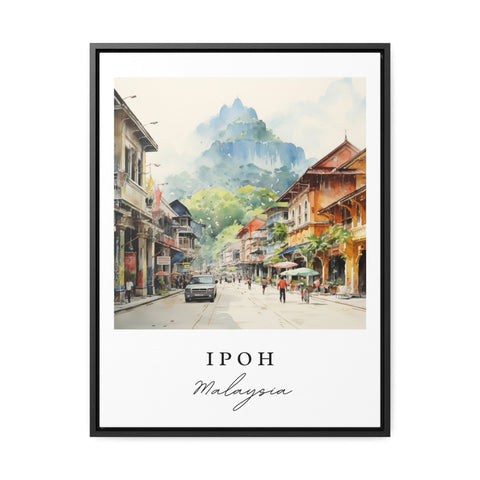 Ipoh traditional travel art - Malaysia, Ipoh poster, Wedding gift, Birthday present, Custom Text, Personalized Gift