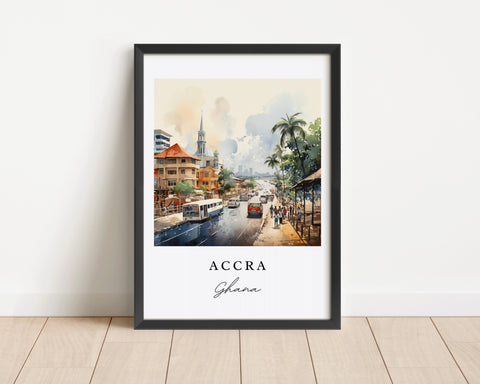 Accra traditional travel art - Ghana, Accra poster, Wedding gift, Birthday present, Custom Text, Personalised Gift