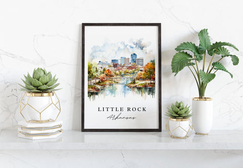 Little Rock traditional travel art - Arkansas, Little Rock poster, Wedding gift, Birthday present, Custom Text, Personalized Gift