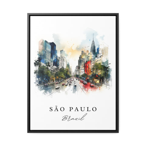 São Paulo traditional travel art - Brazil, São Paulo poster, Wedding gift, Birthday present, Custom Text, Personalized Gift
