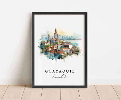 Guayaquil traditional travel art - Ecuador, Guayaquil poster, Wedding gift, Birthday present, Custom Text, Personalized Gift