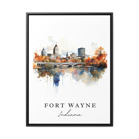 Fort Wayne traditional travel art - Indiana, Fort Wayne poster, Wedding gift, Birthday present, Custom Text, Personalized Gift