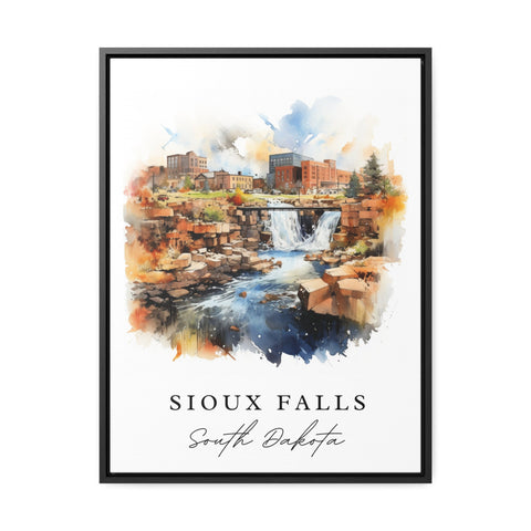 Sioux Falls traditional travel art - South Dakota, Sioux Falls poster, Wedding gift, Birthday present, Custom Text, Personalized Gift