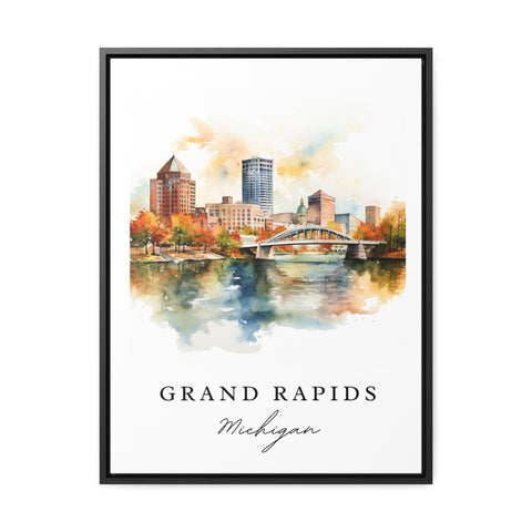 Grand Rapids traditional travel art - Michigan, Grand Rapids poster, Wedding gift, Birthday present, Custom Text, Personalized Gift