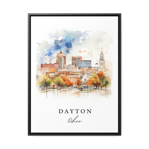 Dayton traditional travel art - Ohio, Dayton poster, Wedding gift, Birthday present, Custom Text, Personalized Gift