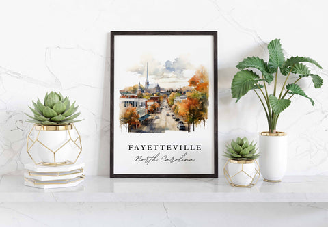 Fayetteville traditional travel art - North Carolina, Fayetteville poster, Wedding gift, Birthday present, Custom Text, Personalized Gift