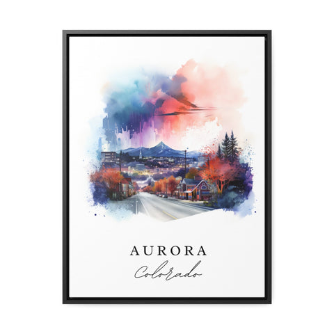 Aurora traditional travel art - Colorado, Aurora poster, Wedding gift, Birthday present, Custom Text, Personalized Gift