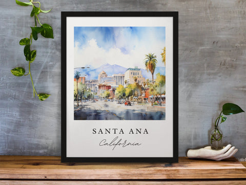 Santa Ana traditional travel art - California, Santa Ana poster, Wedding gift, Birthday present, Custom Text, Personalized Gift