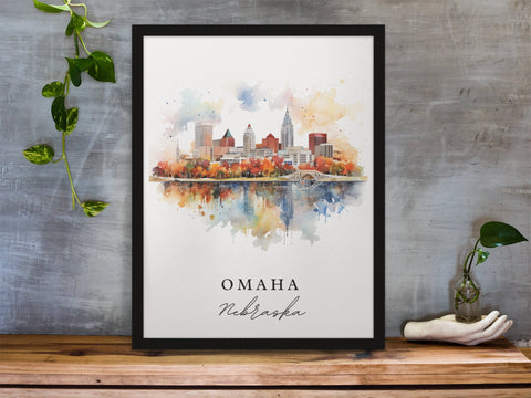 Omaha traditional travel art - Nebraska, Omaha poster, Wedding gift, Birthday present, Custom Text, Personalized Gift