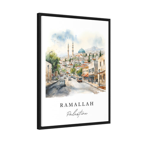 Ramallah traditional travel art - Palestine, Ramallah poster, Wedding gift, Birthday present, Custom Text, Personalized Gift