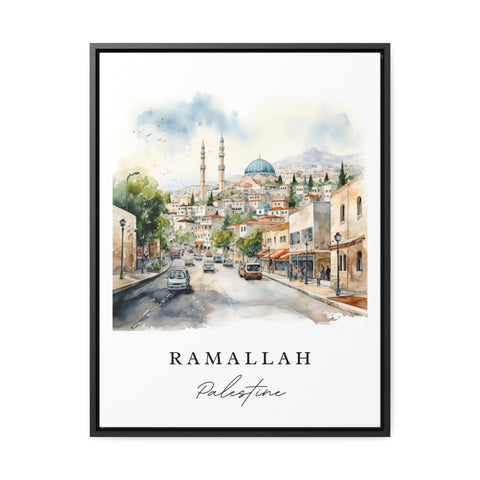 Ramallah traditional travel art - Palestine, Ramallah poster, Wedding gift, Birthday present, Custom Text, Personalized Gift