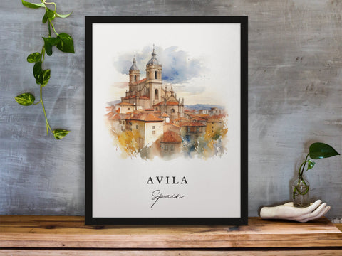 Avila traditional travel art - Spain, Avila poster, Wedding gift, Birthday present, Custom Text, Personalized Gift