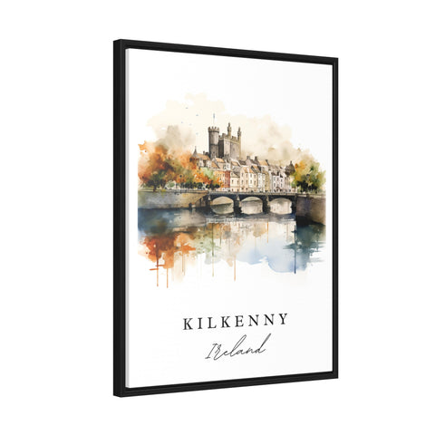 Kilkenny traditional travel art - Ireland, Kilkenny poster, Wedding gift, Birthday present, Custom Text, Personalized Gift