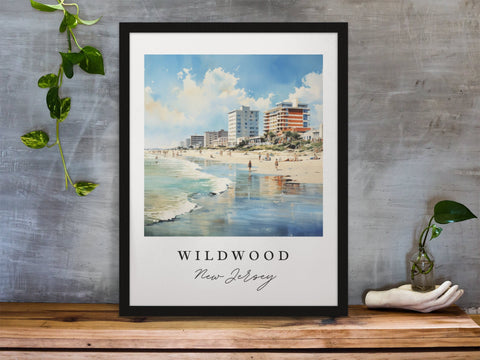 Wildwood traditional travel art - Jersey Shore, Wildwood poster, Wedding gift, Birthday present, Custom Text, Personalized Gift