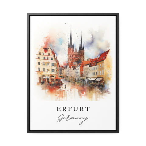 Erfurt traditional travel art - Germany, Erfurt poster, Wedding gift, Birthday present, Custom Text, Personalized Gift