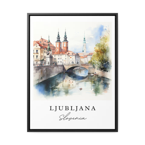 Ljubljana traditional travel art - Slovenia, Ljubljana poster, Wedding gift, Birthday present, Custom Text, Personalized Gift