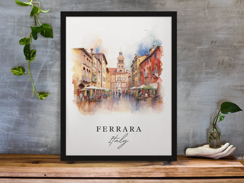 Ferrara traditional travel art - Italy, Ferrara poster, Wedding gift, Birthday present, Custom Text, Personalized Gift