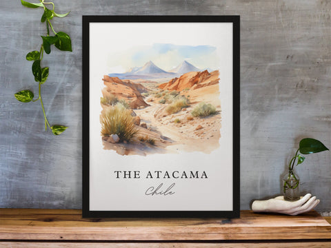 Atacama Desert traditional travel art - Chile, The Atacama poster, Wedding gift, Birthday present, Custom Text, Personalised Gift