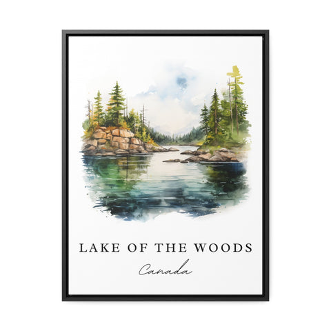Lake of the Woods traditional travel art - Ontario Canada, Lake of the Woods print, Wedding gift, Birthday present, Custom Text Option