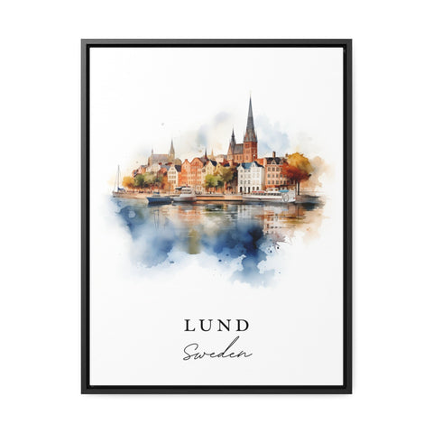 Lund traditional travel art - Sweden, Lund poster, Wedding gift, Birthday present, Custom Text, Personalized Gift