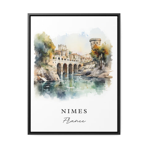 Nimes traditional travel art - France, Nimes poster, Wedding gift, Birthday present, Custom Text, Personalized Gift