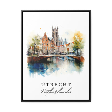 Utrecht traditional travel art - The Netherlands, Utrecht poster, Wedding gift, Birthday present, Custom Text, Personalized Gift